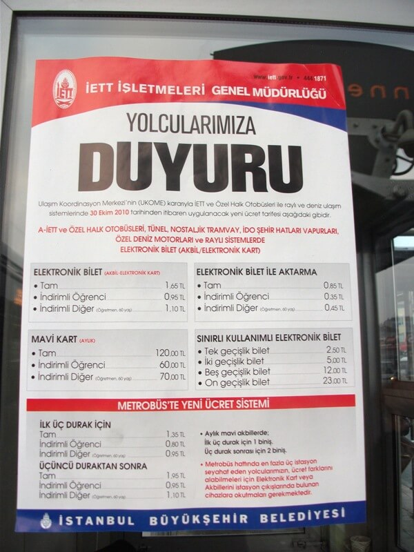 metrobus duyurusu